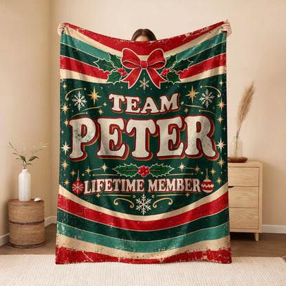 Team Your Name Lifetime Member Christmas Fleece Blanket PETER 13K1 BK52