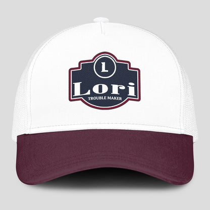Trouble Maker Burgundy And White Funny Mesh Cap LORI 13K1 C201PF