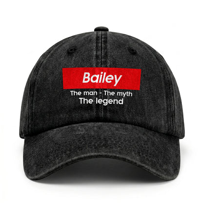 Your Name The Man The Myth The Legend Red Logo Washed Cap BAILEY 13K1 C130PF