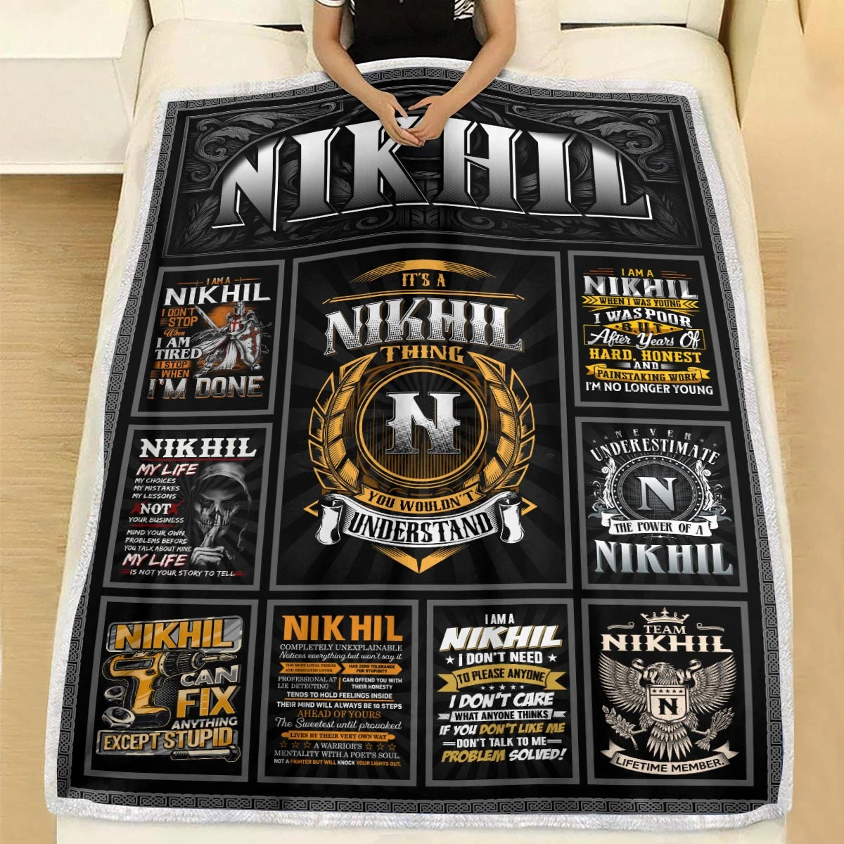 NIKHIL Personalized Blanket | Custom Name Cozy Throw Gift 13K4-BK2