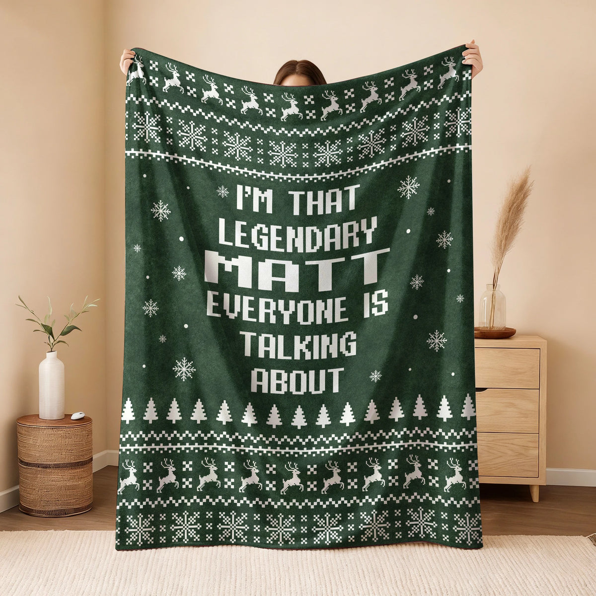 Legendary Your Name Funny Green Christmas Fleece Blanket MATT 13K1 BK43