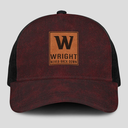 Never Back Down Burgundy And Black Mesh Cap WRIGHT 13K1 C208PF