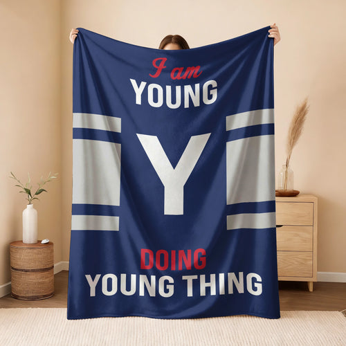 I'm Name Doing Name Things Navy Fleece Blanket YOUNG 13K1 BK51