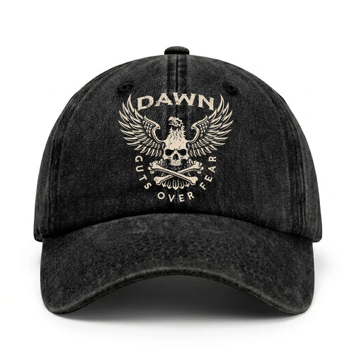 Your Name Guts Over Fear With Eagle And Skull Washed Cap DAWN 13K1 C75PF