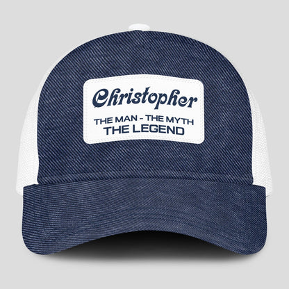 The Man The Myth The Legend Blue Denim Mesh Cap CHRISTOPHER 13K1 C194PF