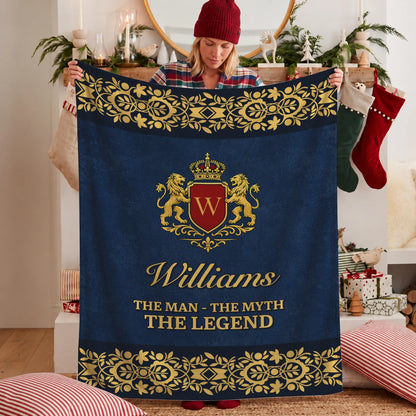 The Man The Myth The Legend Luxury Navy Fleece Blanket WILLIAMS 13K1 BK35