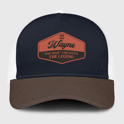 The Man The Myth The Legend Navy And Brown Mesh Cap WAYNE 13K1 C188PF