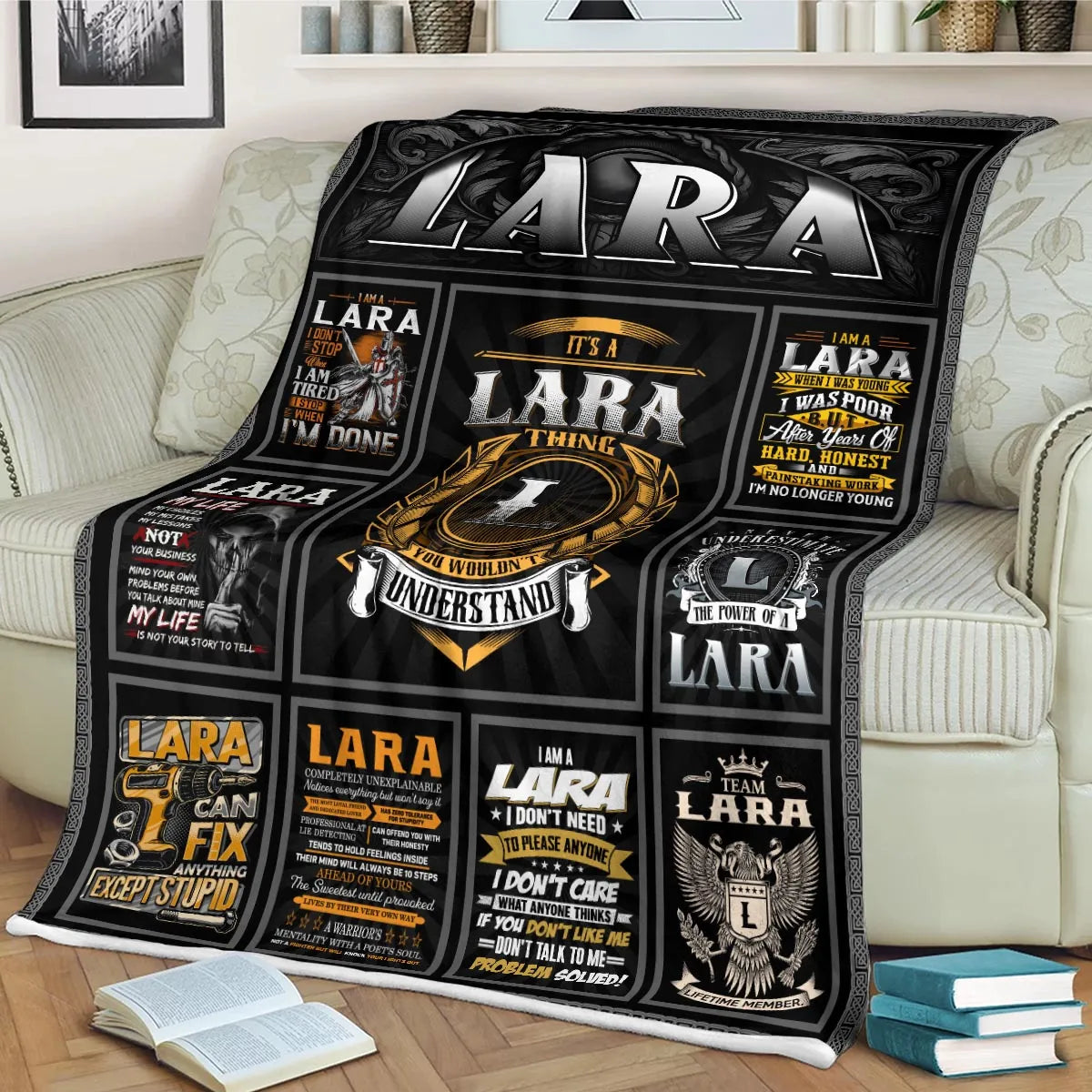 LARA Personalized Blanket | Custom Name Cozy Throw Gift 13K1-BK2