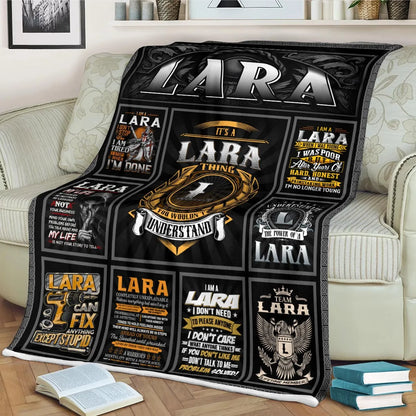 LARA Personalized Blanket | Custom Name Cozy Throw Gift 13K1-BK2