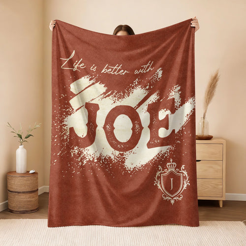 Life Is Better With Your Name Terracotta Cream Fleece Blanket JOE 13K1 BK30