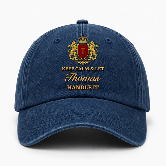 Keep Calm & Let Your Name Handle It Royal Blue Washed Cap THOMAS 13K1 C115PF