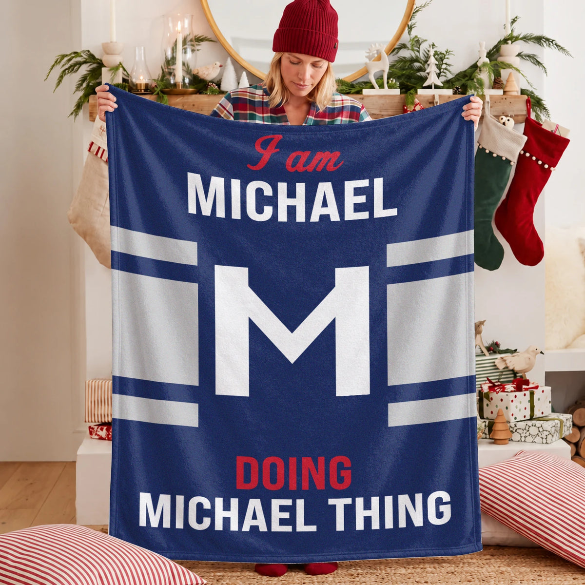 I'm Name Doing Name Things Navy Fleece Blanket MICHAEL 13K1 BK51