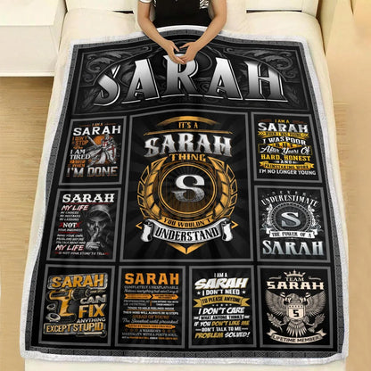 SARAH Personalized Blanket | Custom Name Cozy Throw Gift 13K1-BK2