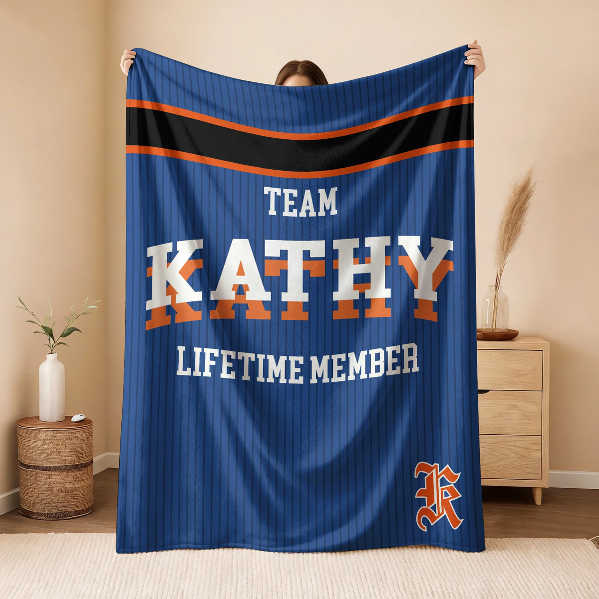 Team Your Name Lifetime Member Basketball Fleece Blanket KATHY 13K1 BK47