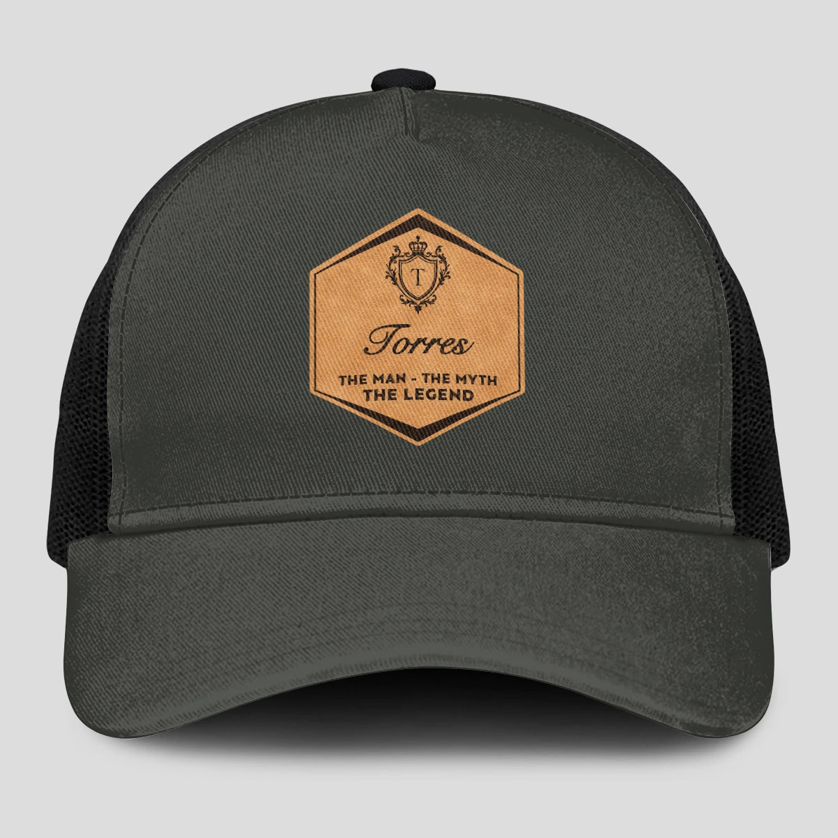 The Man The Myth The Legend Vintage Logo Gray And Black Cap TORRES 13K1 C211PF