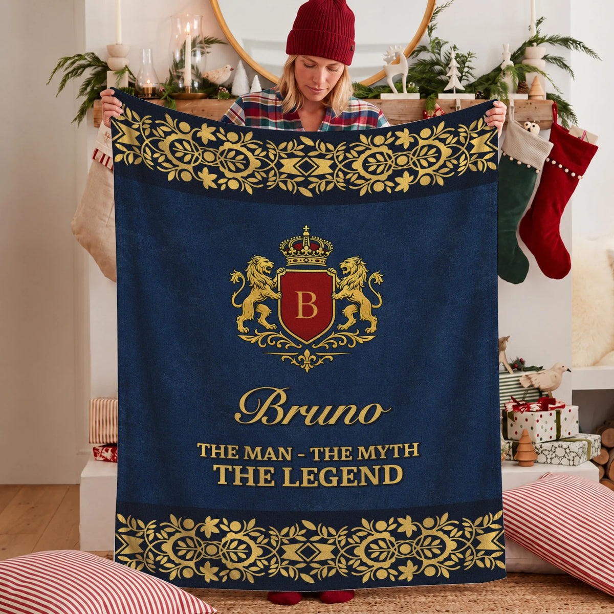The Man The Myth The Legend Luxury Navy Fleece Blanket BRUNO 13K1 BK35