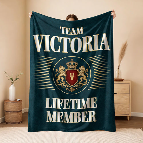 Team Your Name Lifetime Member Sage Green Fleece Blanket VICTORIA 13K1 BK42