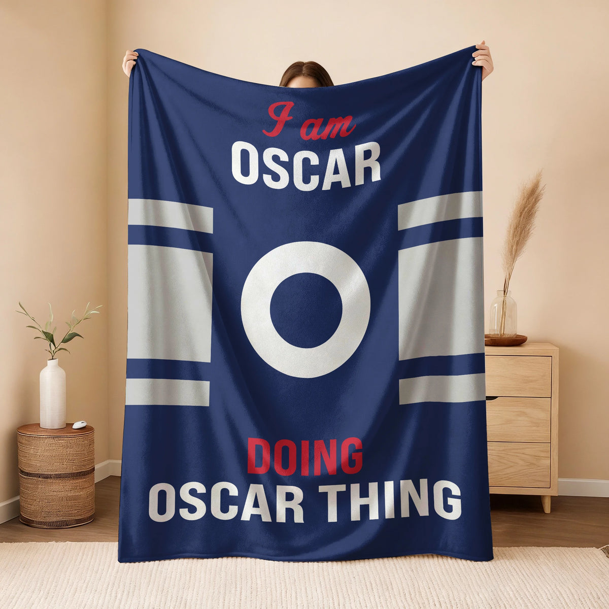 I'm Name Doing Name Things Navy Fleece Blanket OSCAR 13K1 BK51