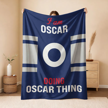 I'm Name Doing Name Things Navy Fleece Blanket OSCAR 13K1 BK51