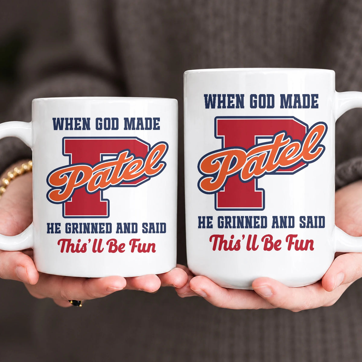 When God Made Your Name Personalized Baseball Mug PATEL 13K1 MG07