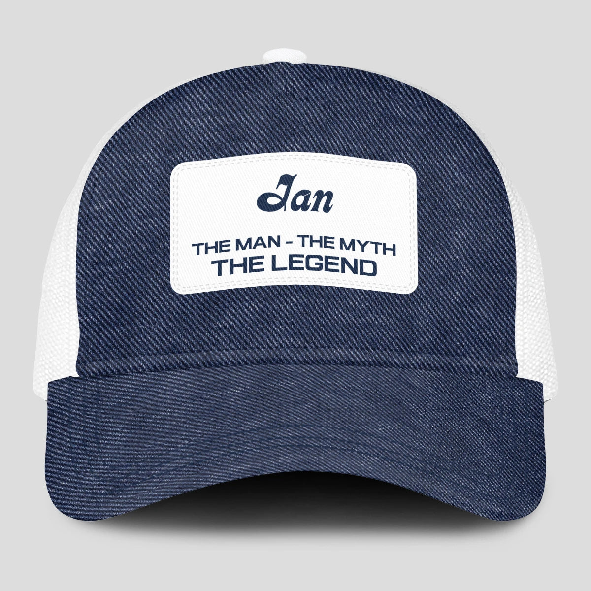 The Man The Myth The Legend Blue Denim Mesh Cap JAN 13K1 C194PF