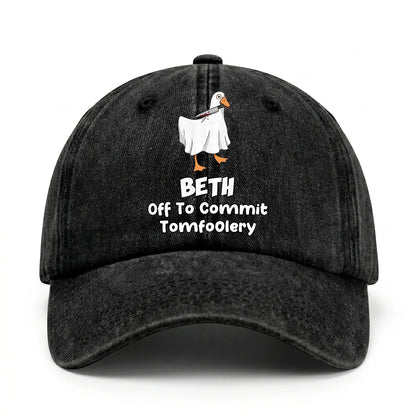 Off To Commit Tomfoolery Funny Goose Washed Cap BETH 13K1 C131PF