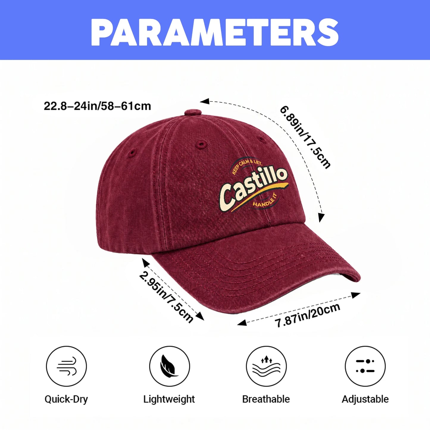 Keep Calm & Let Your Name Handle It Burgundy Washed Cap CASTILLO 13K1 C105PF