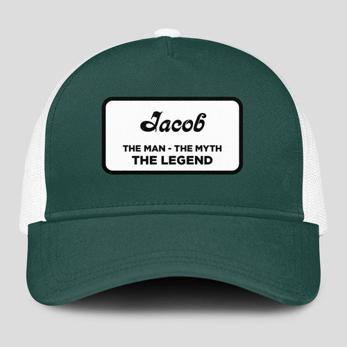 The Man The Myth The Legend Green And White Mesh Cap JACOB 13K1 C198PF