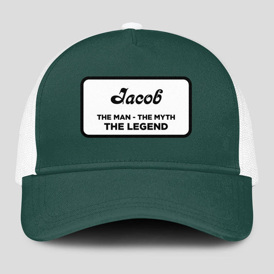 The Man The Myth The Legend Green And White Mesh Cap JACOB 13K1 C198PF