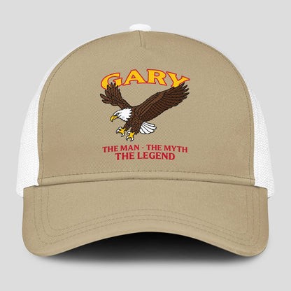 The Man The Myth The Legend Eagle Khaki Mesh Cap GARY 13K1 C210PF