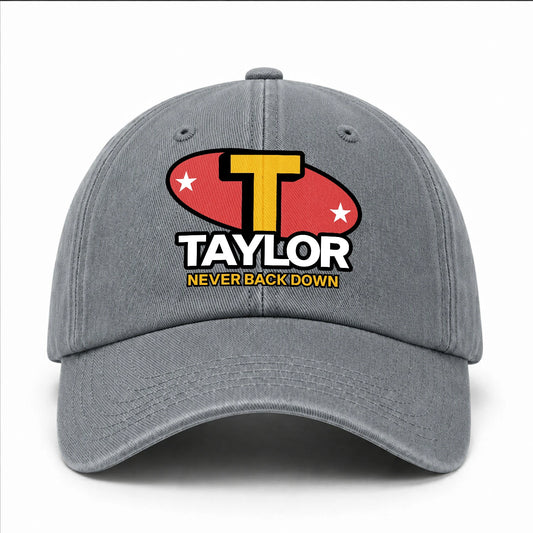 Never Back Down With Your Name And Initial Letter Washed Cap TAYLOR 13K1 C82PF