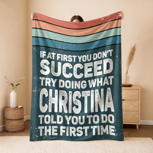 If At First You Don’t Succeed Retro Green Fleece Blanket CHRISTINA 13K1 BK29