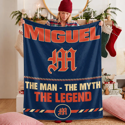 The Man The Myth The Legend Retro Fleece Blanket MIGUEL 13K1 BK53