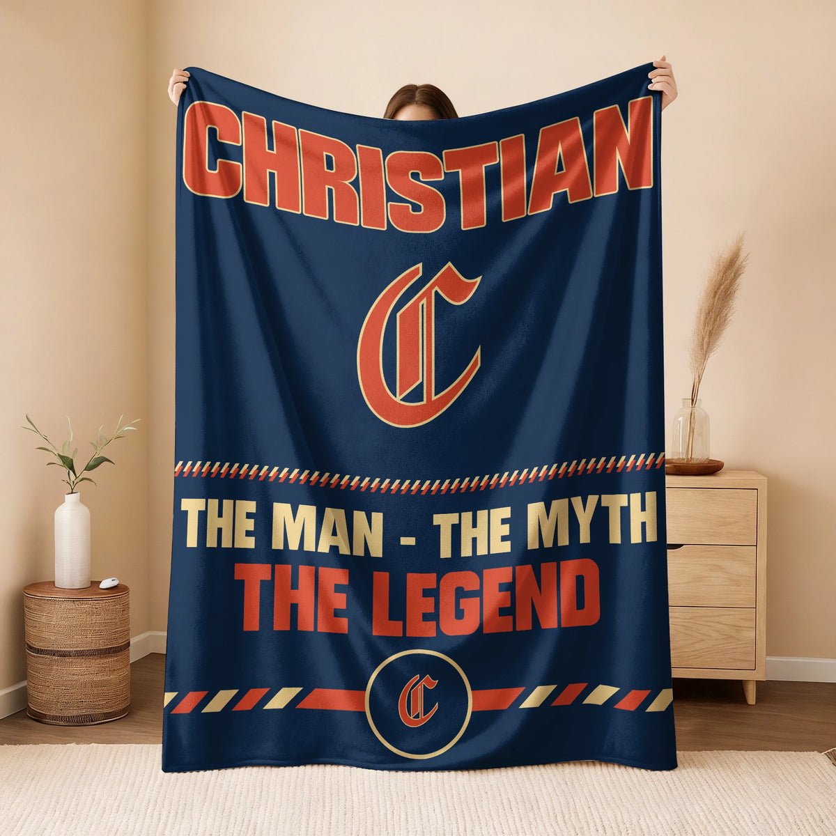 The Man The Myth The Legend Retro Fleece Blanket CHRISTIAN 13K1 BK53