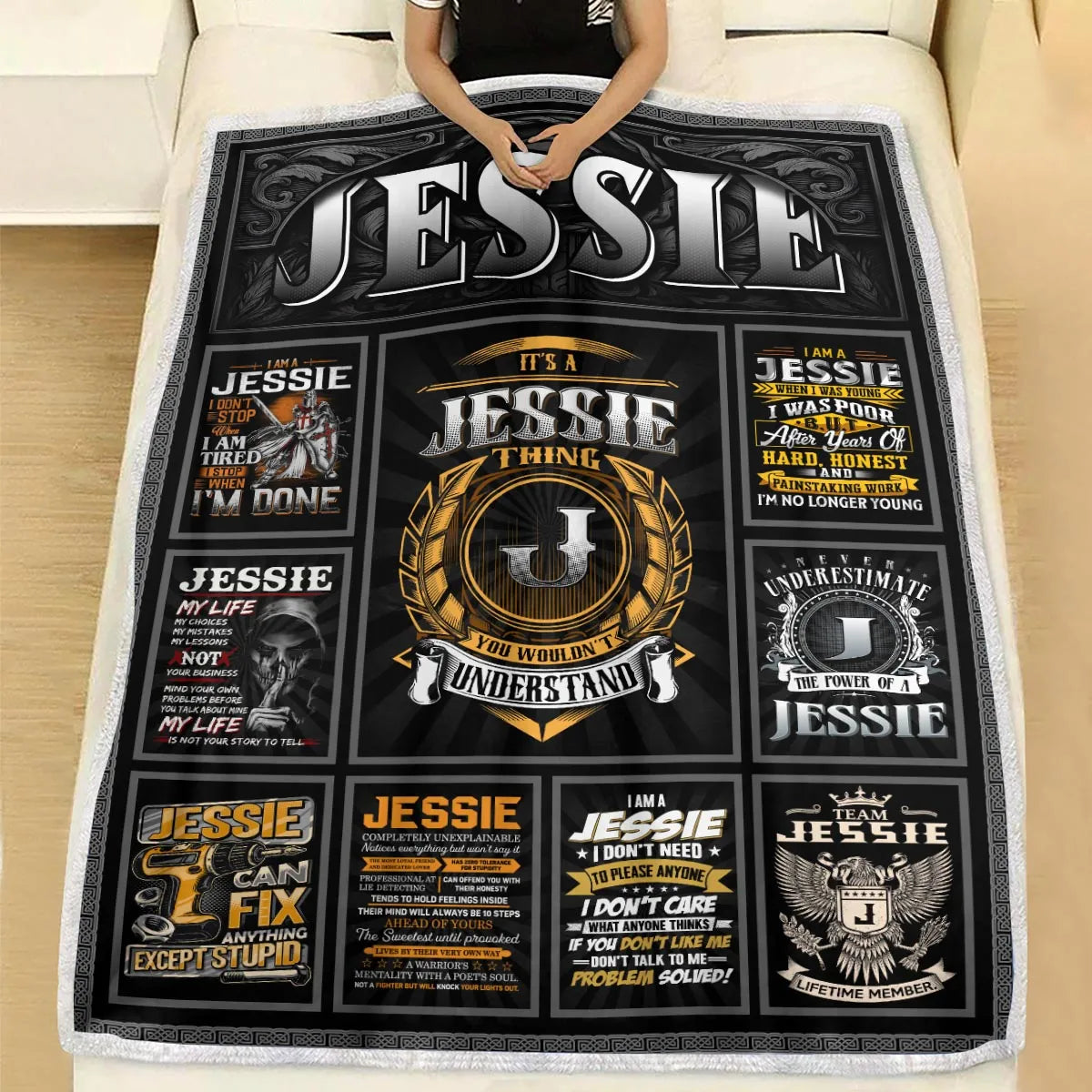 JESSIE Personalized Blanket | Custom Name Cozy Throw Gift 13K2-BK2