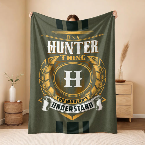 It's A Your Name Thing Olive Green Logo Fleece Blanket HUNTER 13K1 BK31