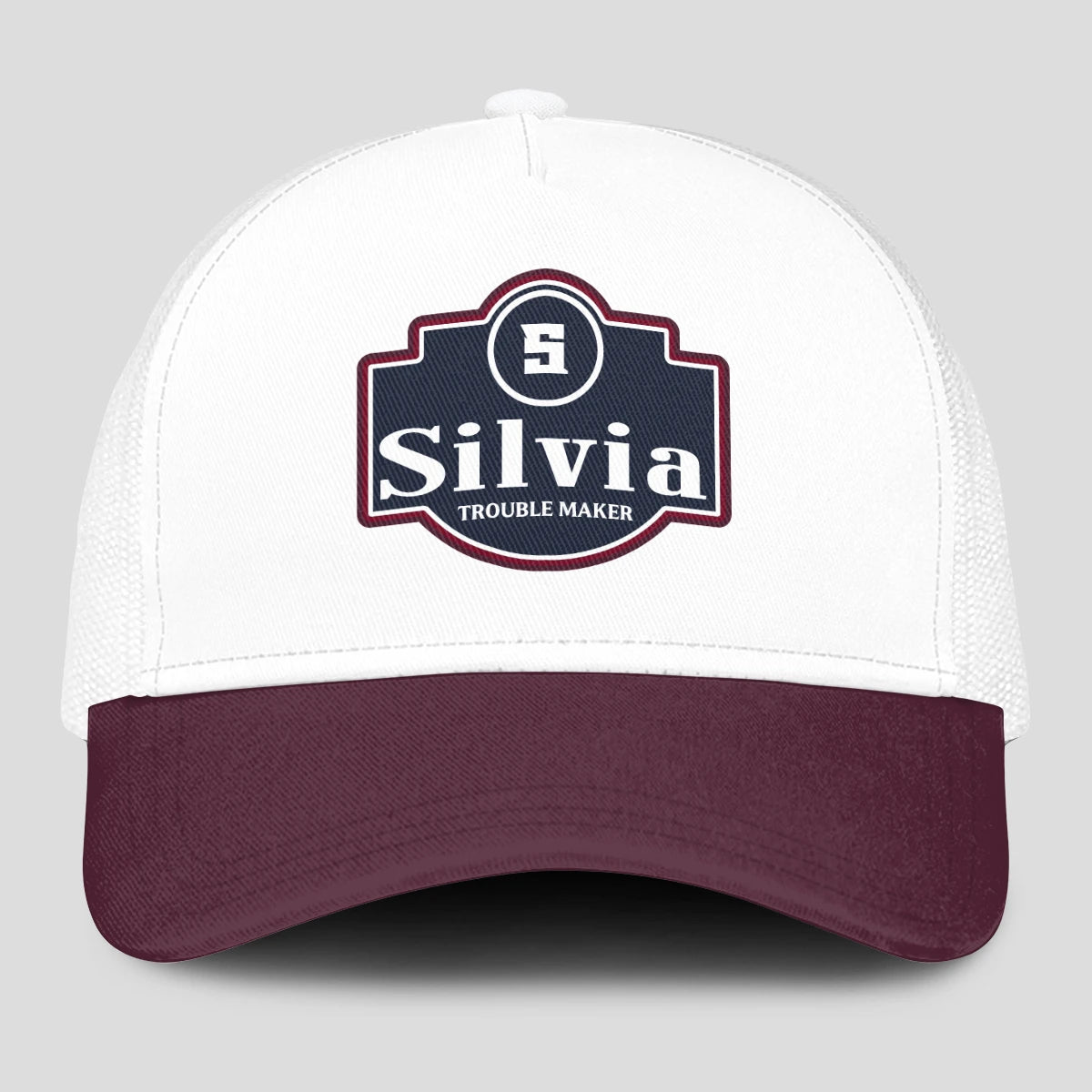Trouble Maker Burgundy And White Funny Mesh Cap SILVIA 13K1 C201PF