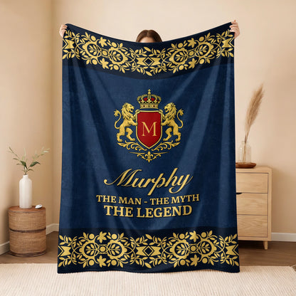 The Man The Myth The Legend Luxury Navy Fleece Blanket MURPHY 13K1 BK35