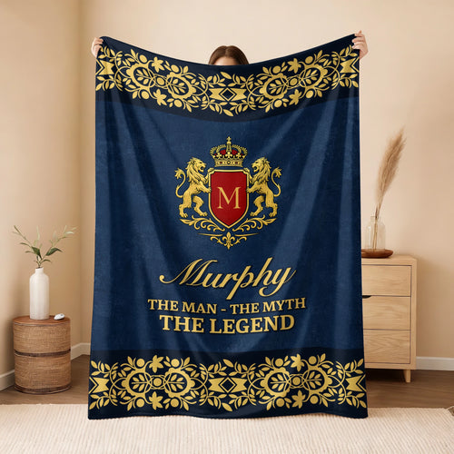 The Man The Myth The Legend Luxury Navy Fleece Blanket MURPHY 13K1 BK35
