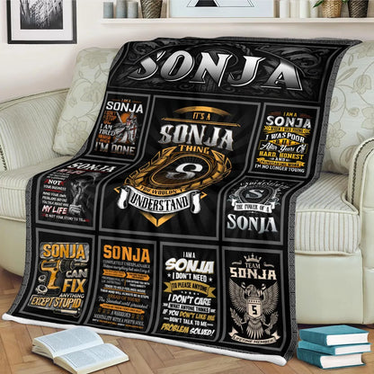SONJA Personalized Blanket | Custom Name Cozy Throw Gift 13K3-BK2
