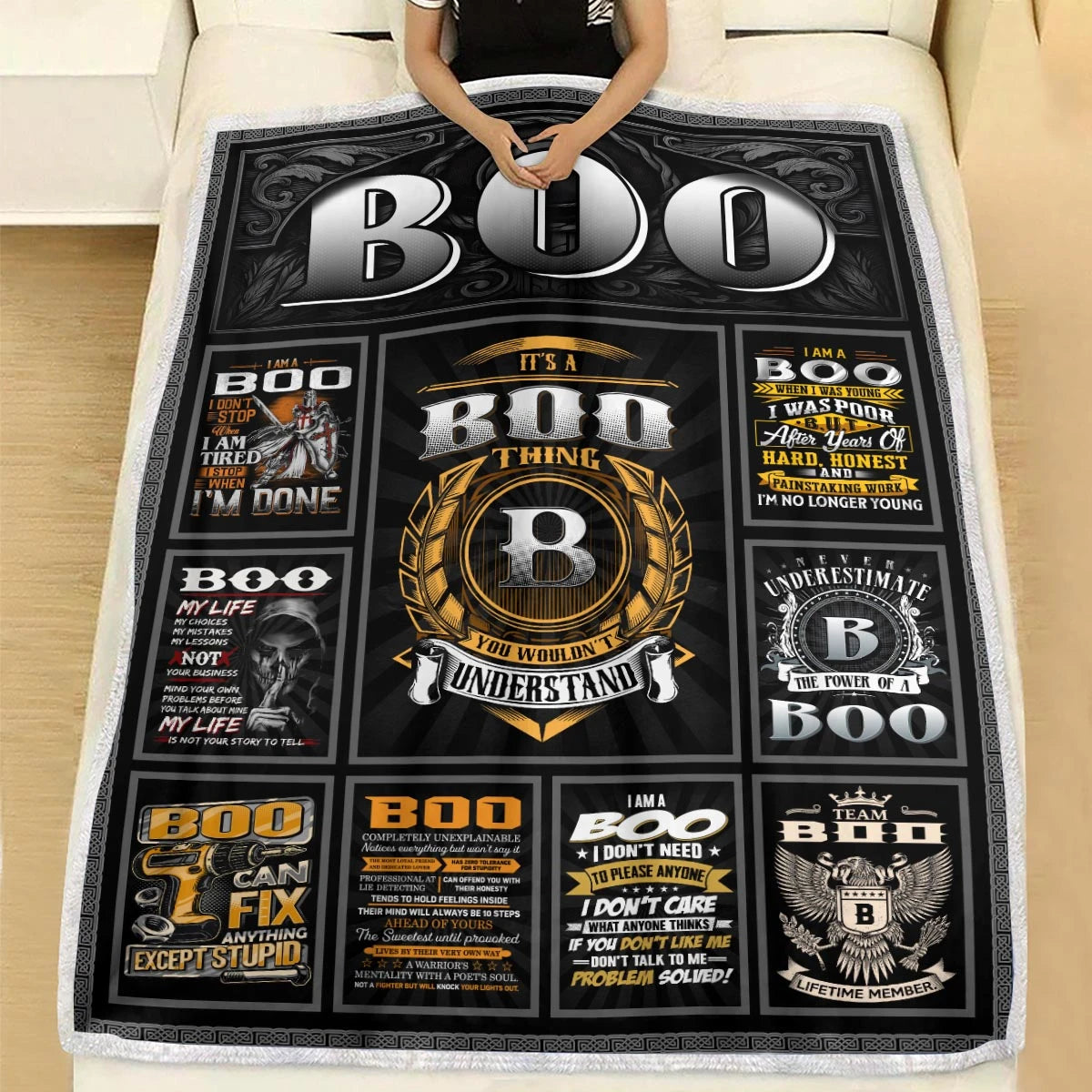 BOO Personalized Blanket | Custom Name Cozy Throw Gift 13K5-BK2