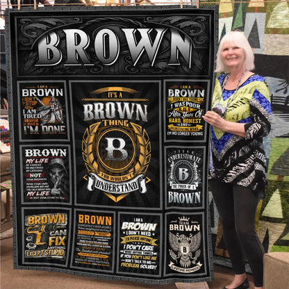 BROWN Personalized Blanket | Custom Name Cozy Throw Gift 13K1-BK2