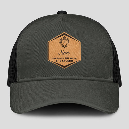 The Man The Myth The Legend Vintage Logo Gray And Black Cap SAM 13K1 C211PF