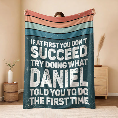 If At First You Don’t Succeed Retro Green Fleece Blanket DANIEL 13K1 BK29