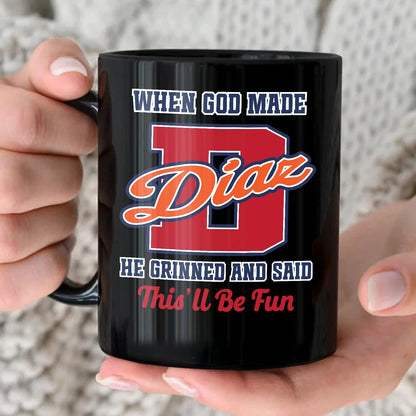 When God Made Your Name Personalized Baseball Mug DIAZ 13K1 MG07