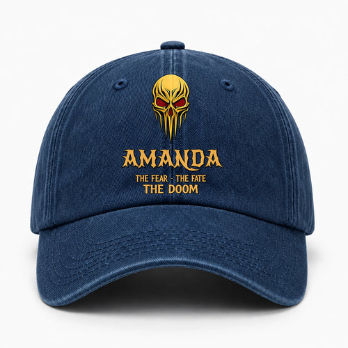 The Fear The Fate The Doom Skull Blue Washed Cap AMANDA 13K1 C97PF