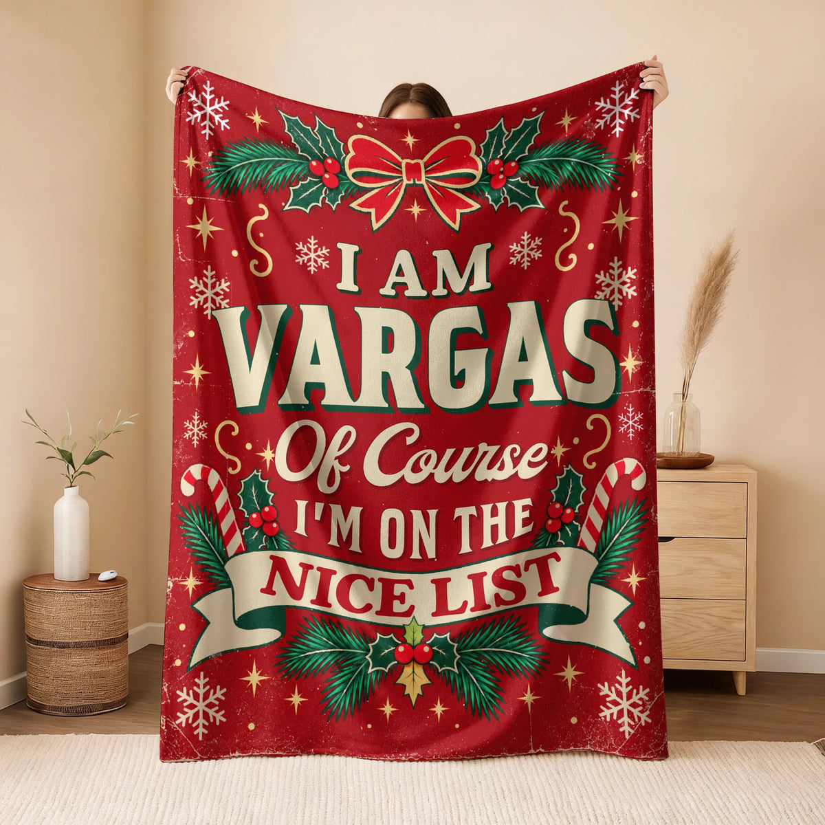 I'm Name Of Course I'm On The Nice List Christmas Fleece Blanket VARGAS 13K1 BK56