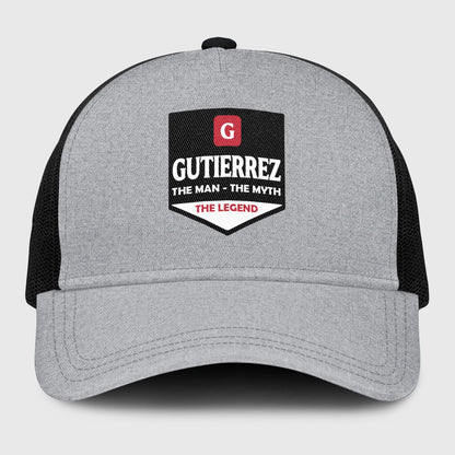 The Man The Myth The Legend Gray Mesh Cap GUTIERREZ 13K1 C189PF