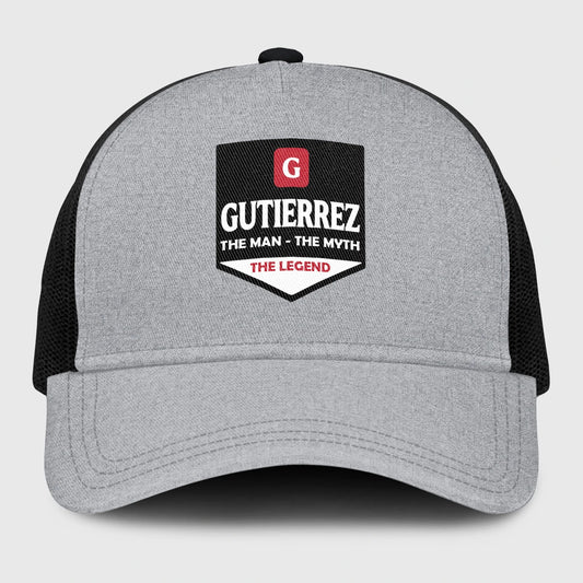 The Man The Myth The Legend Gray Mesh Cap GUTIERREZ 13K1 C189PF