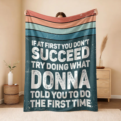 If At First You Don’t Succeed Retro Green Fleece Blanket DONNA 13K1 BK29